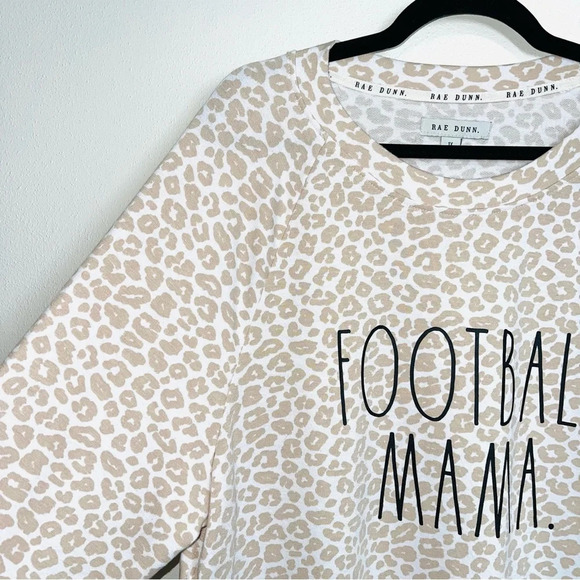 Rae Dunn Football Mama Cream & White Leopard Print Sweatshirt 1X Women’s - Picture 4 of 11